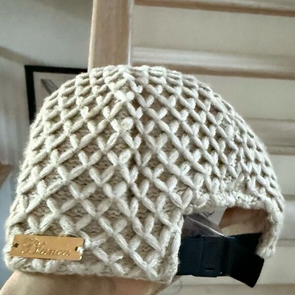 Reale Knit Embroidered Baseball Hat in Creamy Tan NWOT main image 6